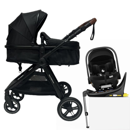 Skyra 2-in-1 Newborn Pram & Bassinet Stroller and Car Seat with Rotating ISOFIX Base (Black)