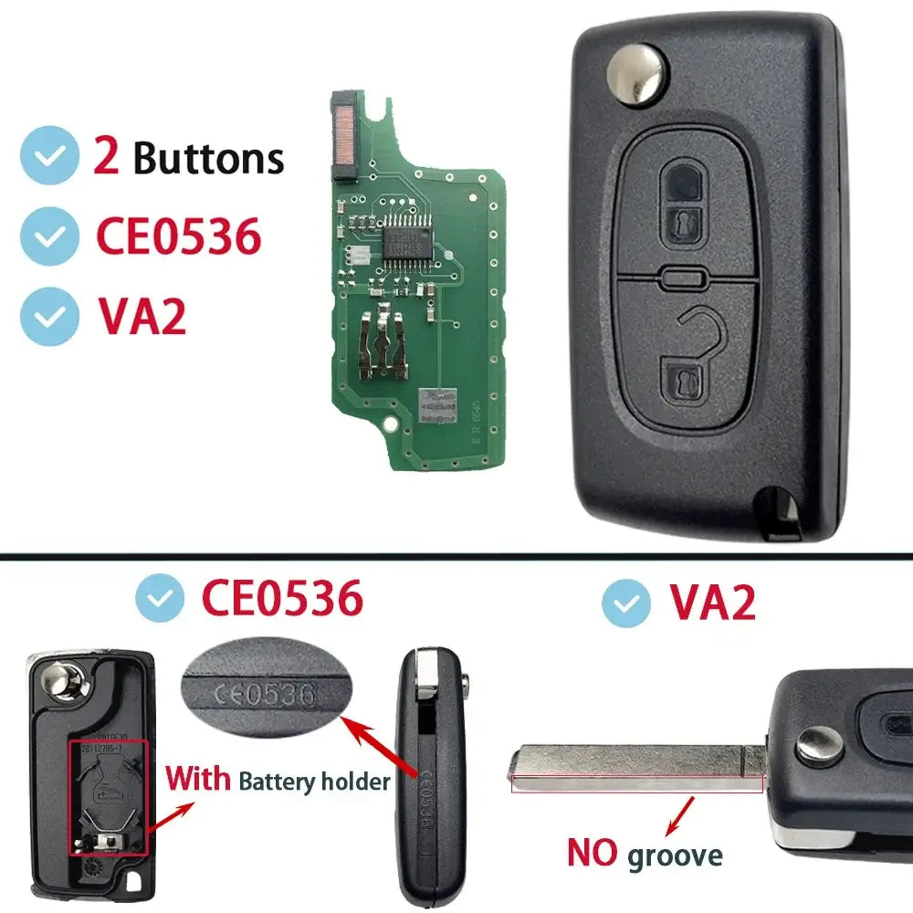 Flip Remote Car Key HU83 VA2 for Citroen C2–C6 & Peugeot 207–807