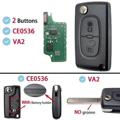 Flip Remote Car Key HU83 VA2 for Citroen C2–C6 & Peugeot 207–807
