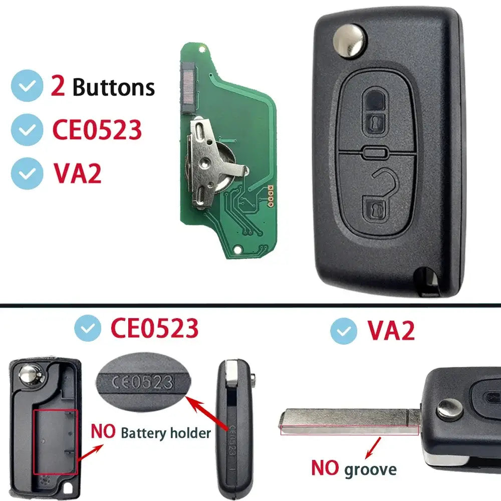 Flip Remote Car Key HU83 VA2 for Citroen C2–C6 & Peugeot 207–807