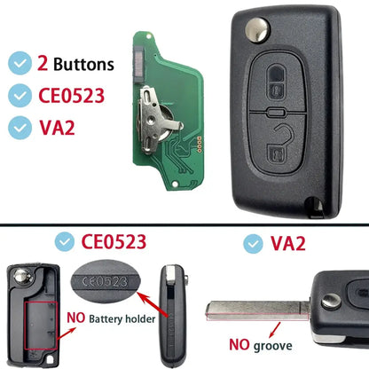 Flip Remote Car Key HU83 VA2 for Citroen C2–C6 & Peugeot 207–807