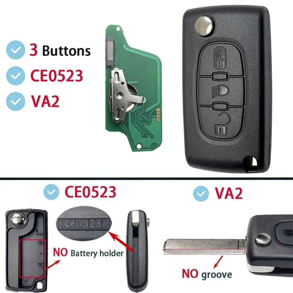 Flip Remote Car Key HU83 VA2 for Citroen C2–C6 & Peugeot 207–807