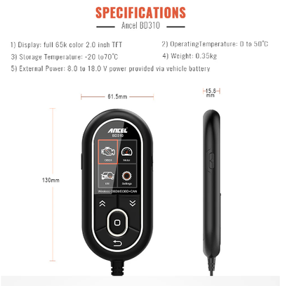Ancel BD310 Bluetooth 4.0 OBD2 Scanner Auto Digital Gauge