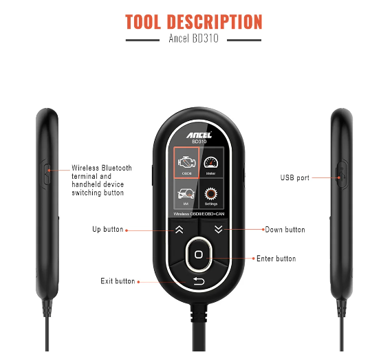 Ancel BD310 Bluetooth 4.0 OBD2 Scanner Auto Digital Gauge