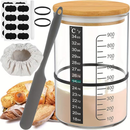 Sourdough Starter Jar 900ml Sourdough Starter Kit, Glass Sourdough Bread