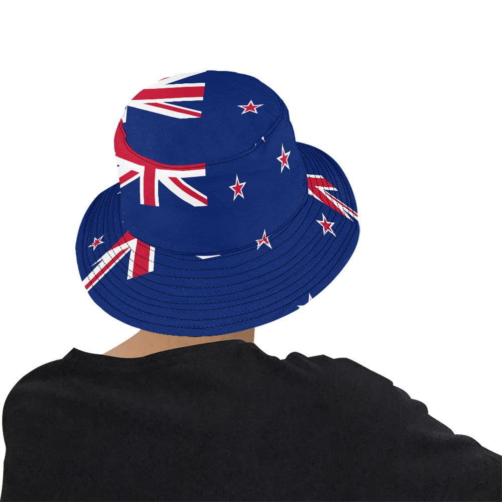 New Zealand Print Men's Bucket Hat - Stylish Chino Cotton Twill for Outdoor Adventures