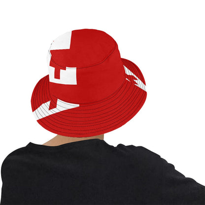 Stylish Men's Tonga Flag Print Bucket Hat - Soft Cotton Twill for Outdoor Comfort