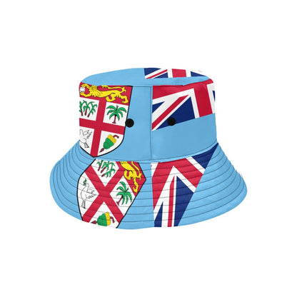 Stylish Men's Fiji Flag Print Bucket Hat - Comfortable Chino Cotton Twill for Outdoor Adventures