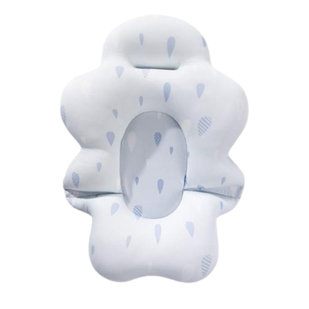 Foldable Baby Bath Tub & Soft Drying Bath Seat -Grey & Blue