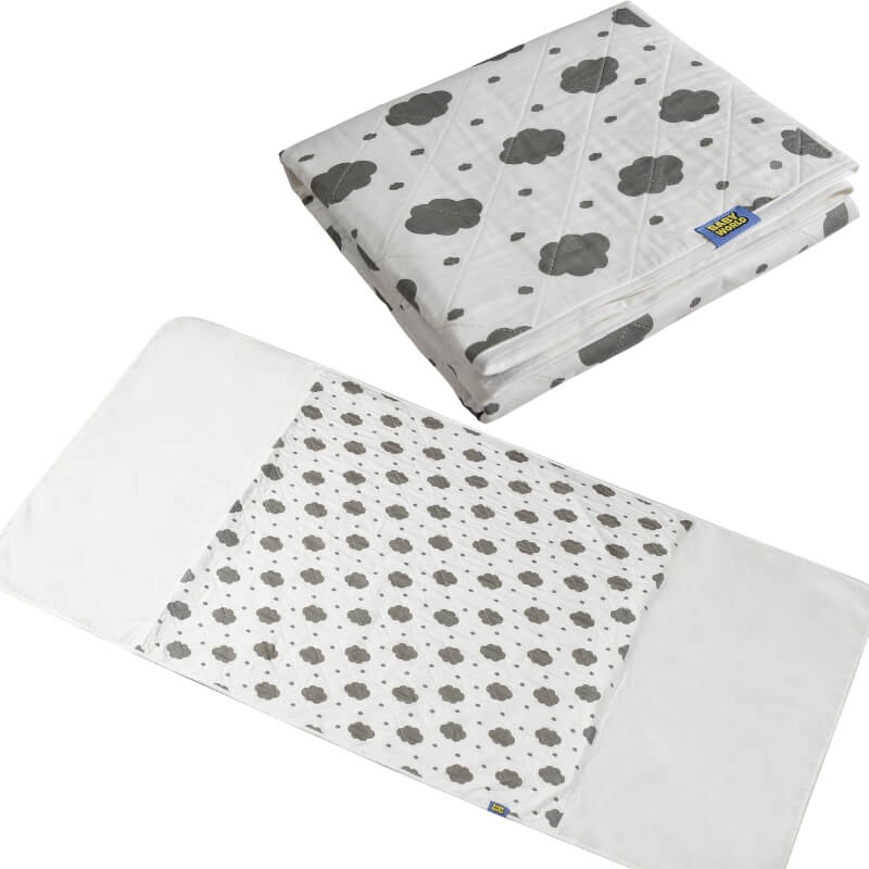 Baby & Kid Bed Waterproof Sheet With Wings-Grey Cloud