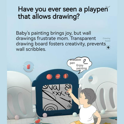 Luxurious Solid Baby Playpen with a Graffiti Panel 189*189*66cm Blue Bird