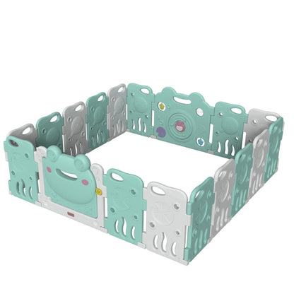 Luxurious Baby Playpen 16+2 Panels (Little Froggy-Green)