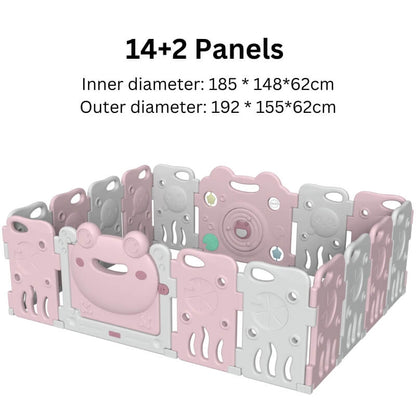 Luxurious  Baby Playpen 14+2 Panels (Little Froggy-Pink)