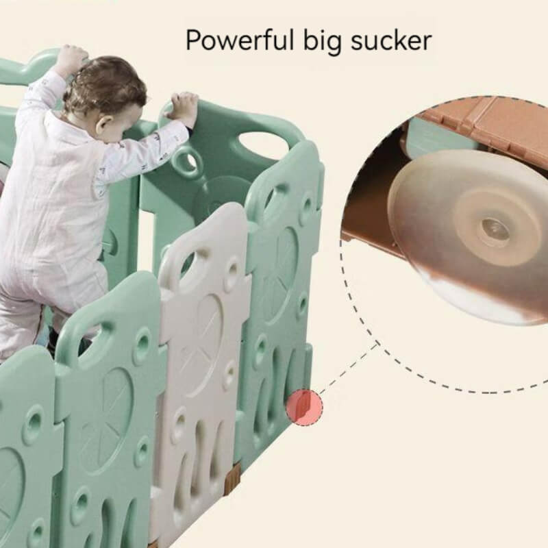 Luxurious Baby Playpen 16+2 Panels (Little Froggy-Green)