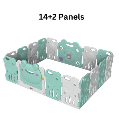 Luxurious Baby Playpen 14+2 Panels (Little Froggy-Green)