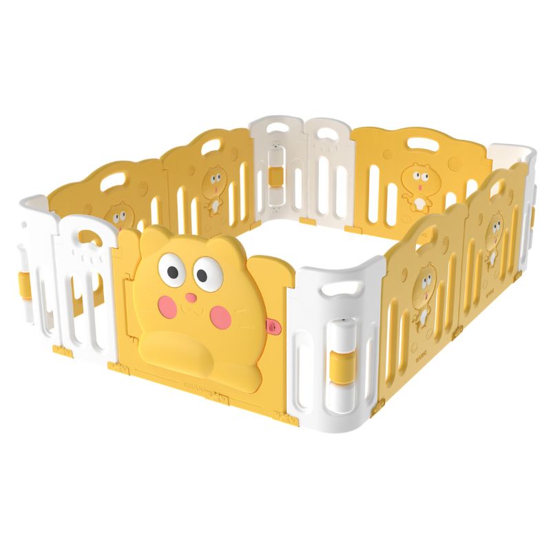 Luxurious Unique Solid Adorable Baby Playpen 158*206*63cm(Yellow Cat)