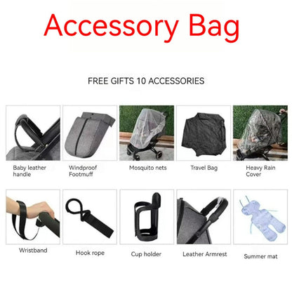 Dearst Four Wheels Lightweight Folding Baby Stroller with Footmuff, Raincover and more-Black