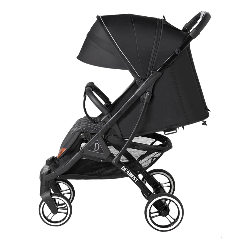 Dearst Four Wheels Lightweight Folding Baby Stroller with Footmuff, Raincover and more-Black