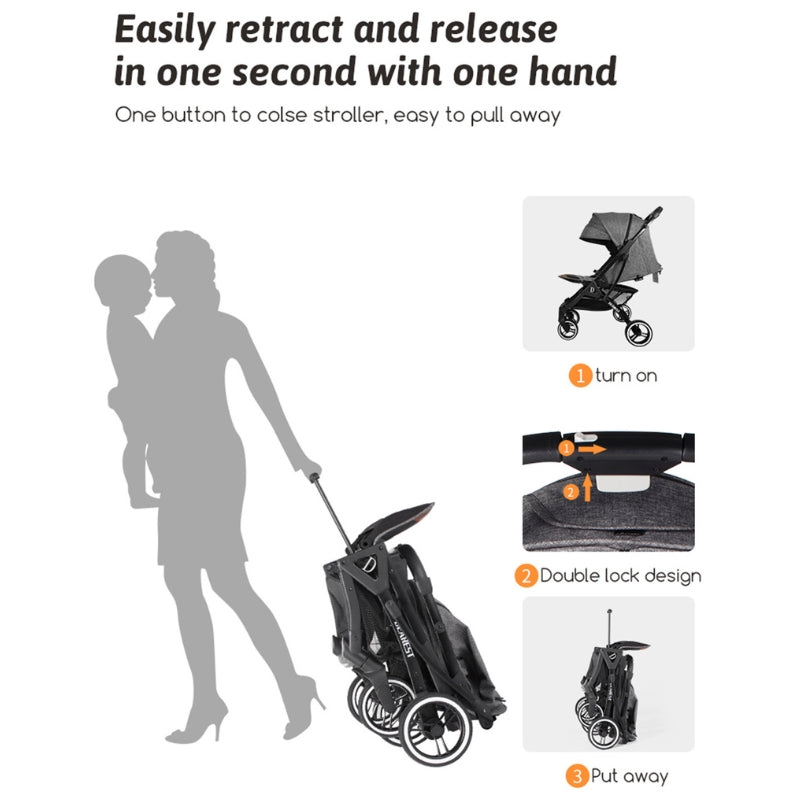Dearst Four Wheels Lightweight Folding Baby Stroller with Footmuff, Raincover and more-Black