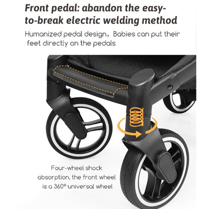 Dearst Four Wheels Lightweight Folding Baby Stroller with Footmuff, Raincover and more-Black