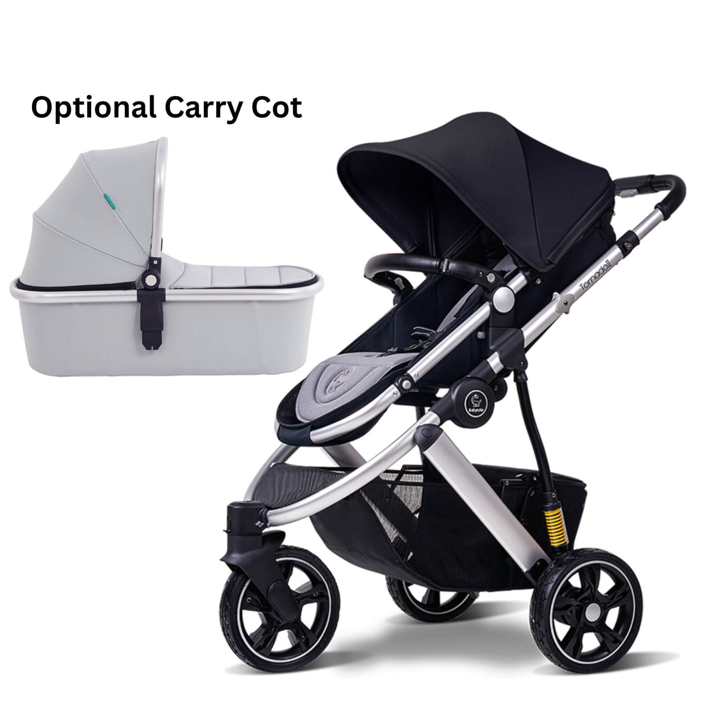 Three Wheels High Landscape Baby Stroller-Black