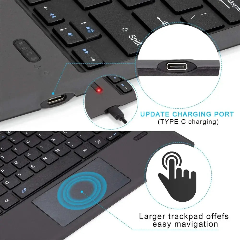 Backlit Bluetooth Keyboard Type Cover for Microsoft Surface Pro 3–7+ (12.3") & Pro 8–11/X (13")