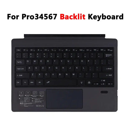 Backlit Bluetooth Keyboard Type Cover for Microsoft Surface Pro 3–7+ (12.3") & Pro 8–11/X (13")