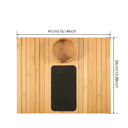 Foldable Bamboo Sofa Armrest Tray with Cup Holder