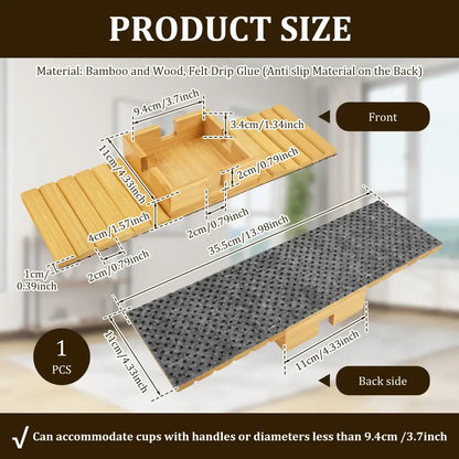 Foldable Bamboo Sofa Armrest Tray with Cup Holder
