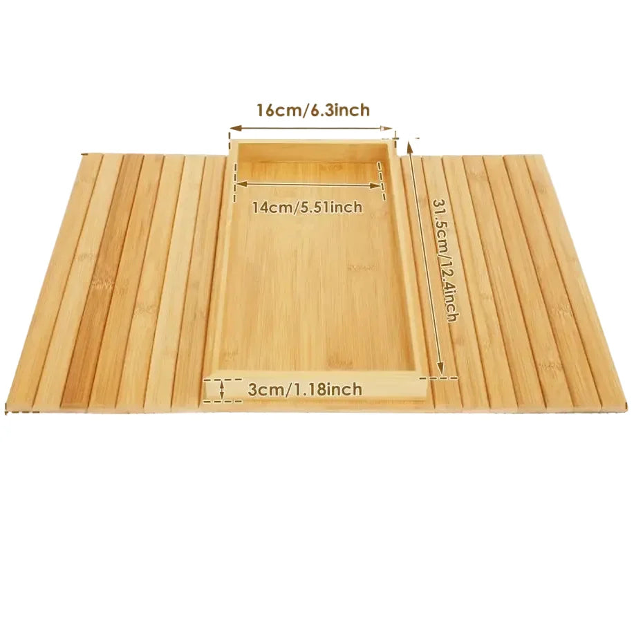 Foldable Bamboo Sofa Armrest Tray with Cup Holder