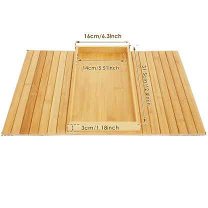 Foldable Bamboo Sofa Armrest Tray with Cup Holder