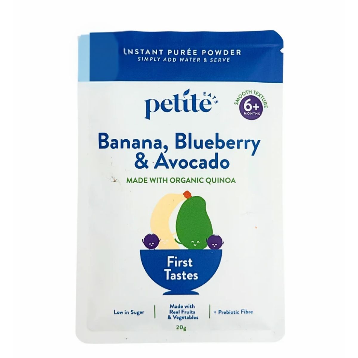 Made with mixed fruits and a prebiotic powder. A great first option to give to your baby when starting solids.