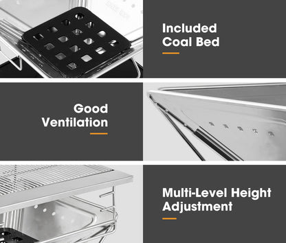 Fire Pit BBQ Grill Smoker Heater Portable Folding Pits Outdoor Stainless Steel