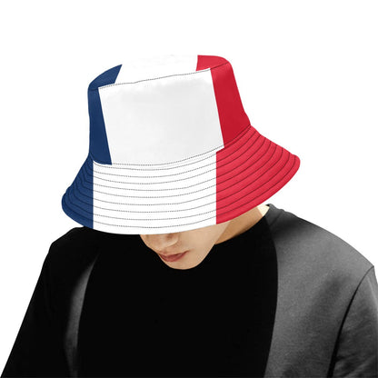Stylish Men's Bucket Hat with France Flag Print – Trendy Chino Cotton Twill Design