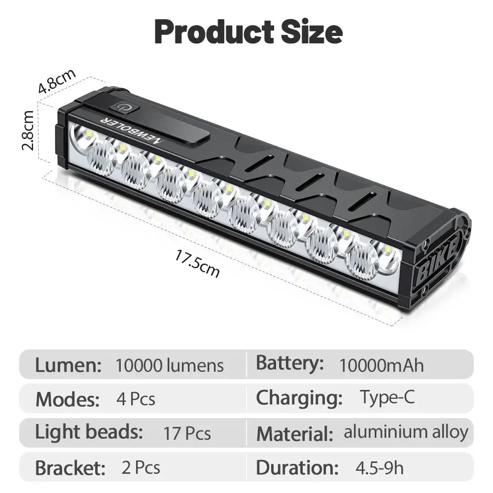 10000-Lumen Bicycle Front Light (Rechargeable)