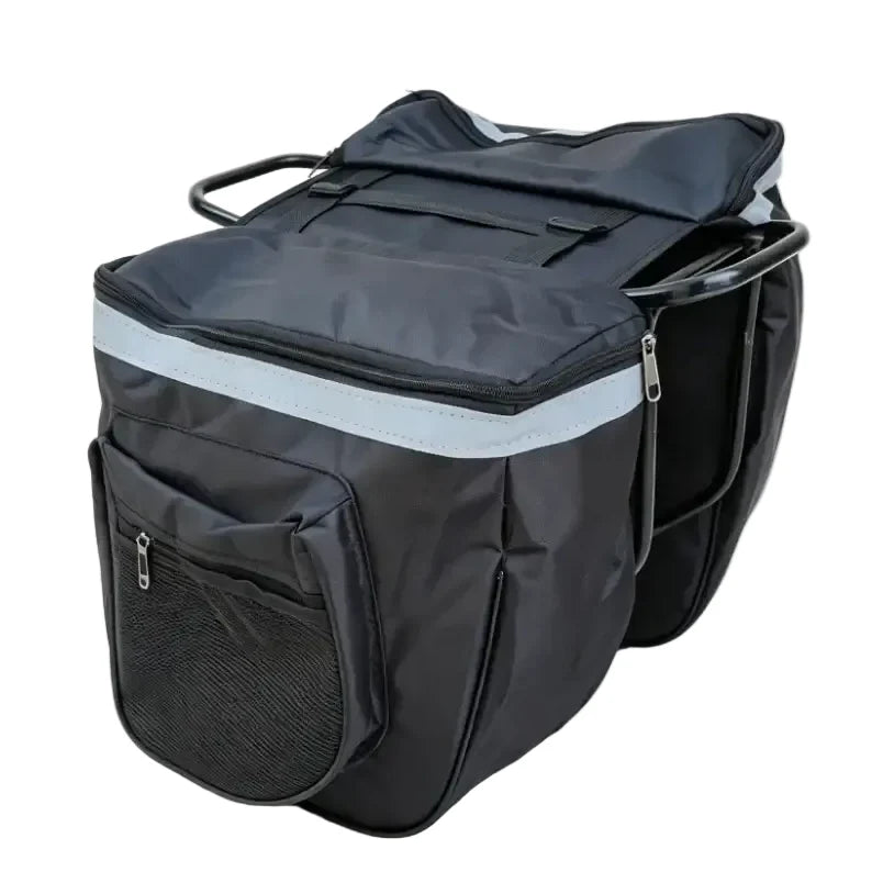 Large Capacity Waterproof Bicycle Rear Pannier Bag with Reflective Strips