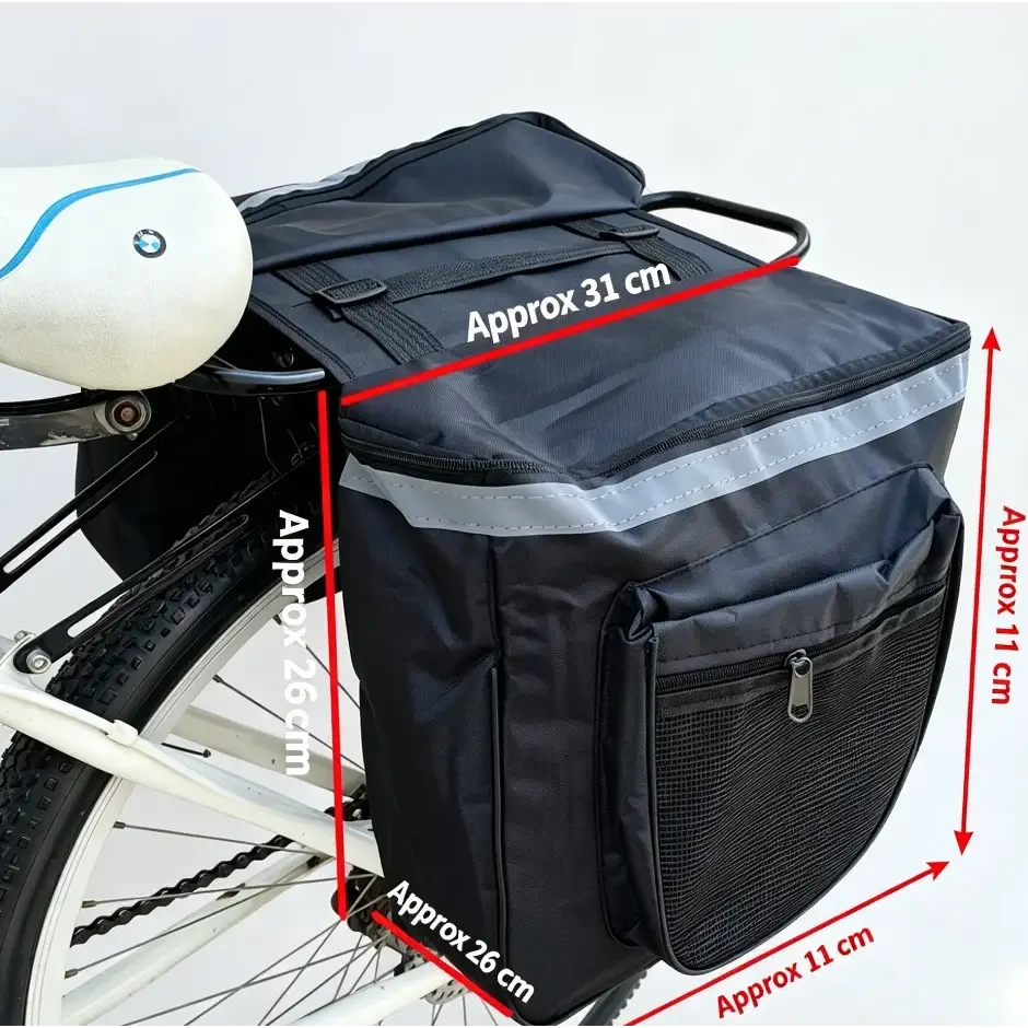 Large Capacity Waterproof Bicycle Rear Pannier Bag with Reflective Strips
