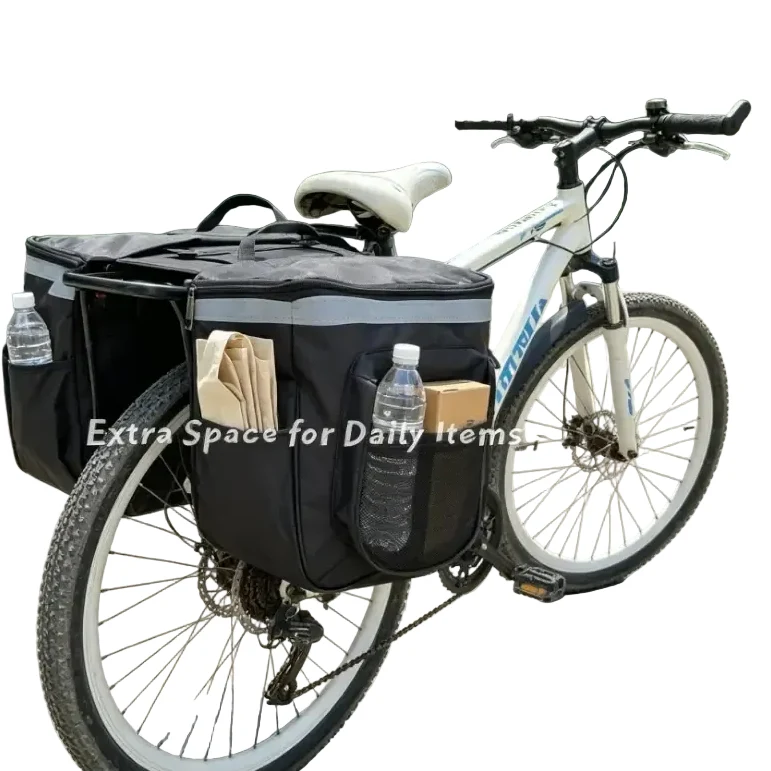 Large Capacity Waterproof Bicycle Rear Pannier Bag with Reflective Strips