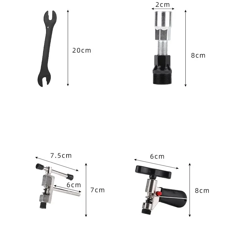 Bicycle Repair Tool Set with Chain Breaker, Spoke Wrench, Bottom Bracket & Freewheel Removal Tools