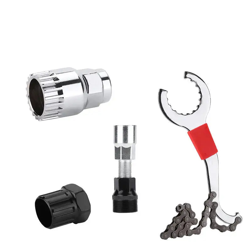 Bicycle Repair Tool Set with Chain Breaker, Spoke Wrench, Bottom Bracket & Freewheel Removal Tools