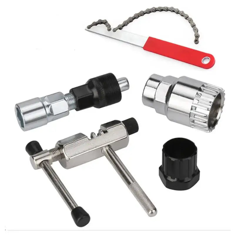 Bicycle Repair Tool Set with Chain Breaker, Spoke Wrench, Bottom Bracket & Freewheel Removal Tools