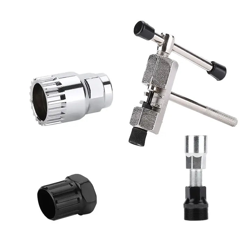 Bicycle Repair Tool Set with Chain Breaker, Spoke Wrench, Bottom Bracket & Freewheel Removal Tools