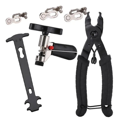 Bicycle Repair Tool Set with Chain Breaker, Spoke Wrench, Bottom Bracket & Freewheel Removal Tools