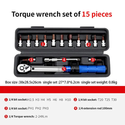 Bicycle Torque Wrench Set 1/4″ (2–24 Nm)