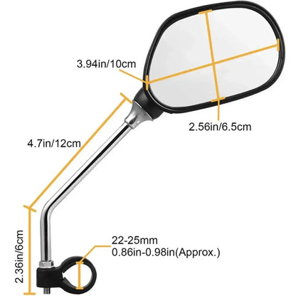 Bike Rearview Mirror 360° Adjustable with Reflector