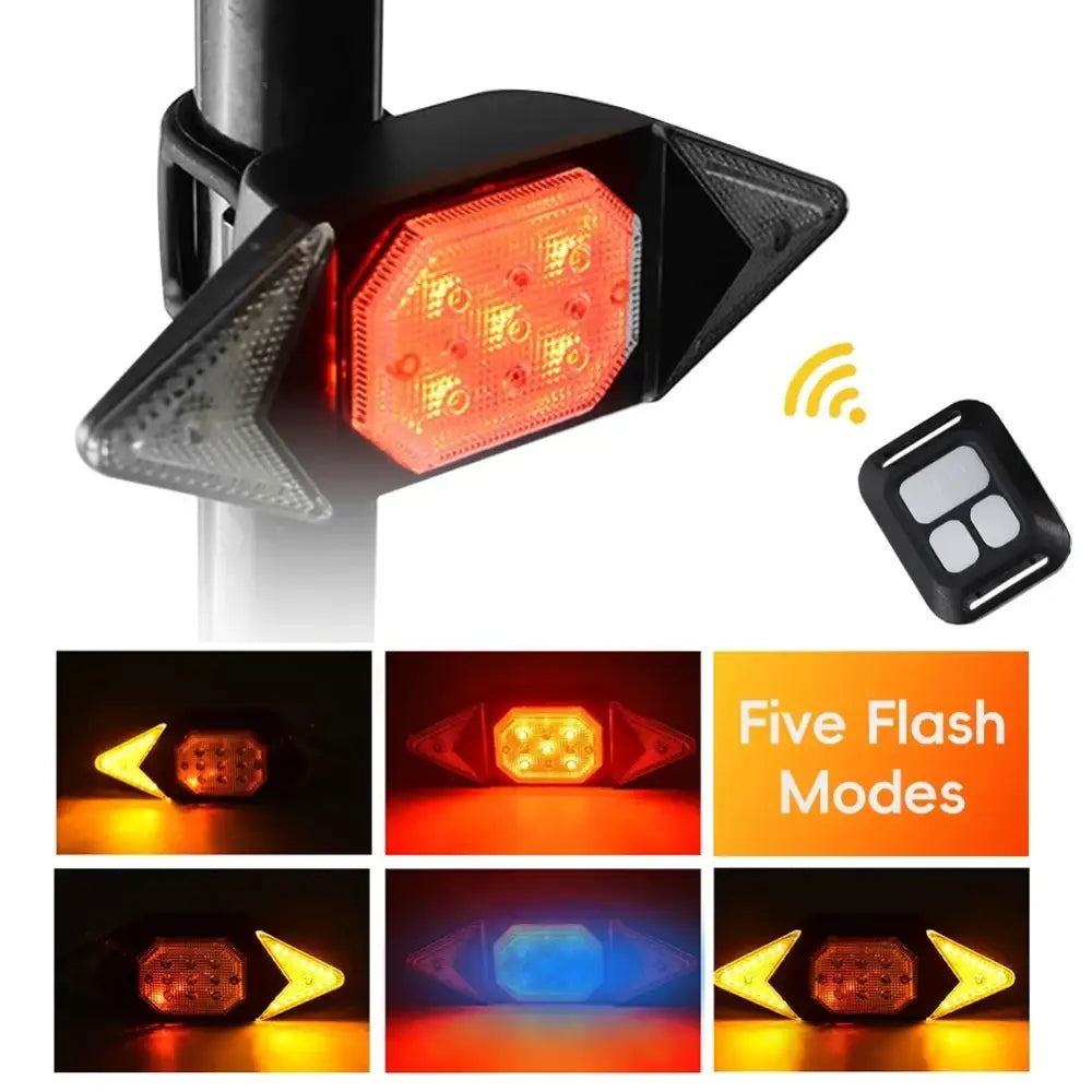 Wireless Remote-Controlled Bicycle Smart Taillight with Turn Signals (USB Rechargeable)