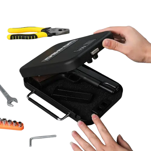Biometric Gun Safe Box – Mini Fingerprint & Password Vault