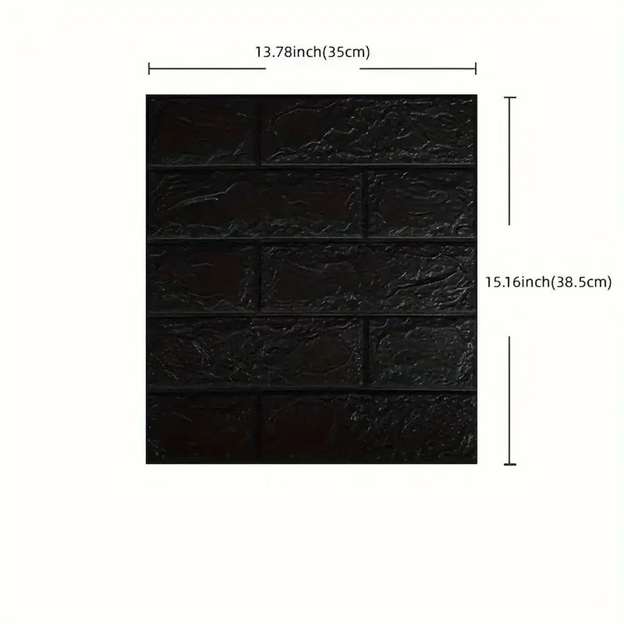 Black Brick Pattern Self-Adhesive Wallpaper (40 Pcs)