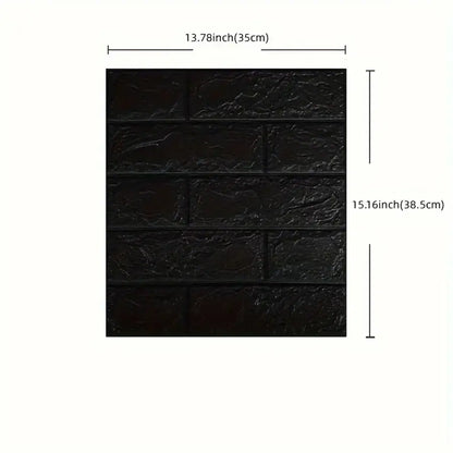 Black Brick Pattern Self-Adhesive Wallpaper (40 Pcs)