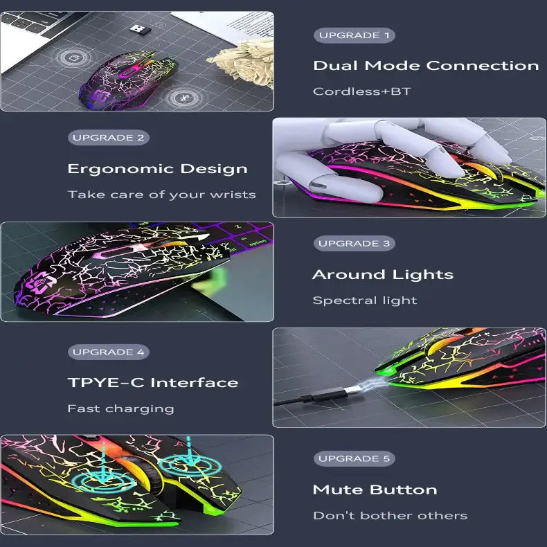 Bluetooth 5.2 RGB Dual-Mode Wireless Gaming Mouse (different models available)